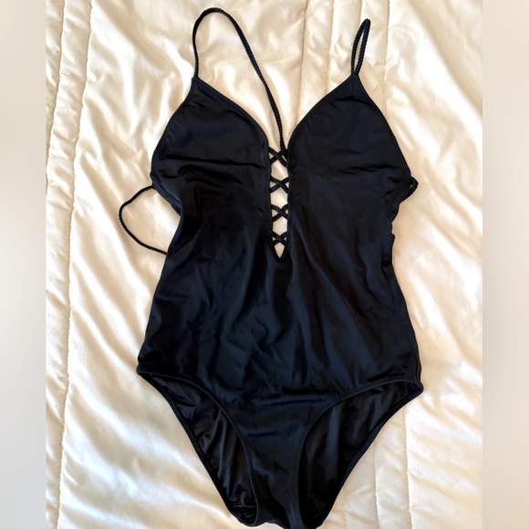 Victoria's Secret Other - Victoria's Secret Black One Piece Swimsuit with Plunging V-Neckline
